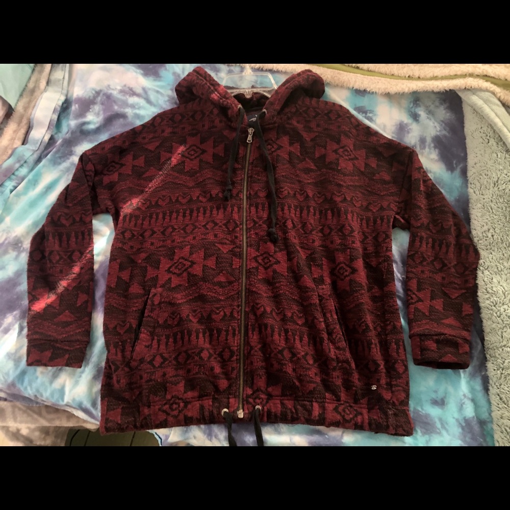 Tribal Print American Eagle Zip Up Sweatshirt